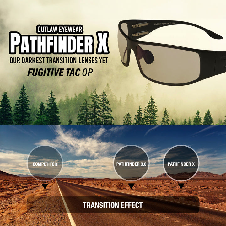 Fugitive TAC Op Aluminum Sunglass Black Frame Transition Day-Night Pathfinder X Lens
