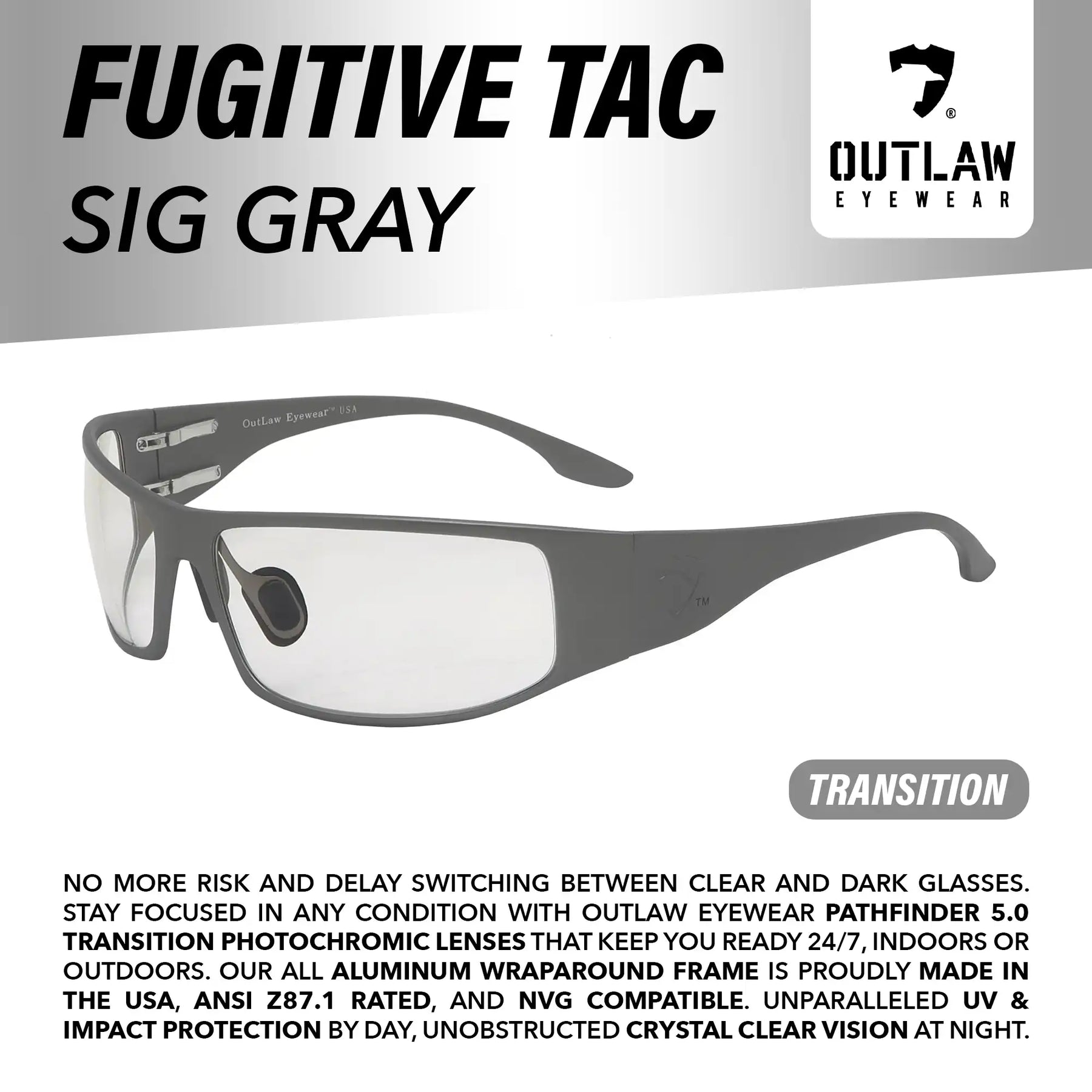 pathfinder smoked goggles Fugitive TAC Sig Gray / Pathfinder 5.1 Transition